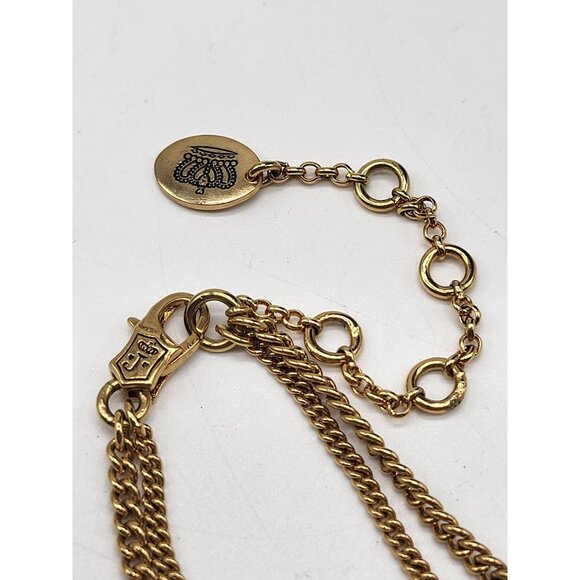 JUICY COUTURE Gold Tone Double Strand Charm Necklace Puffy Heart Spell out Pearl - Picture 7 of 11